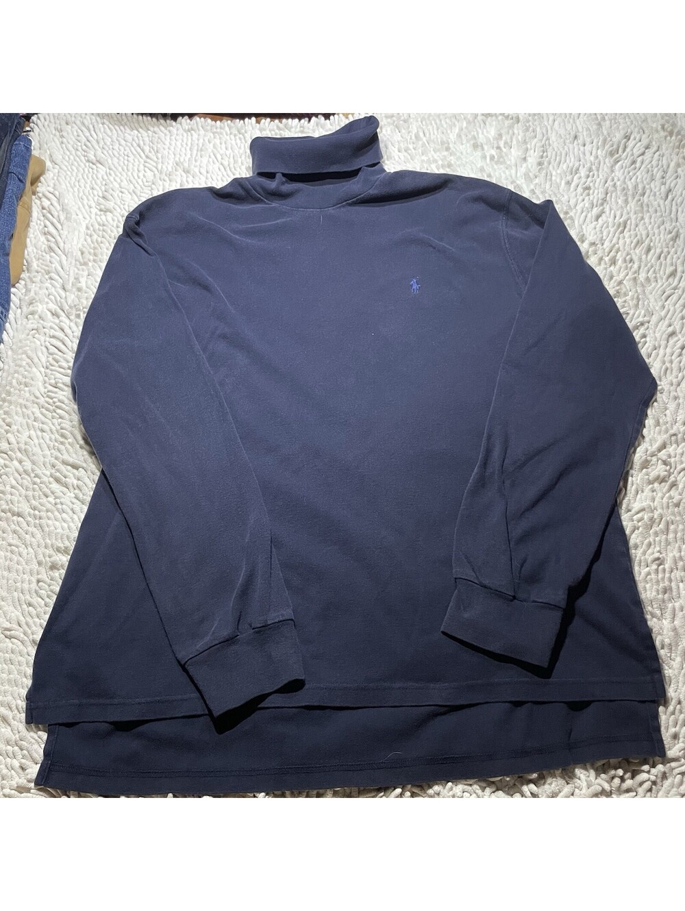 VINTAGE Polo Ralph Lauren Turtleneck Shirt Mens XL Blue Long Sleeve Shirt Pony
